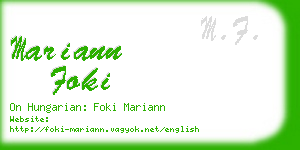 mariann foki business card